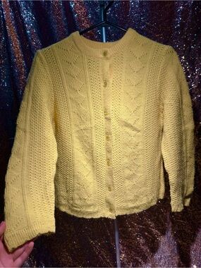 Vintage Butter Yellow Knit Button-Front Cardigan Sweater